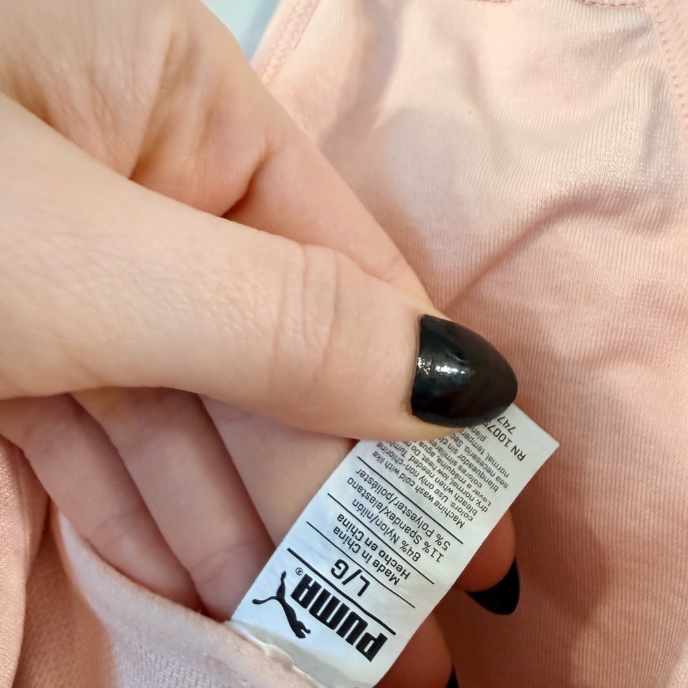 Puma Peach Seamless Padded Sports Bra with Logo Band (large) - Picture 3 of 5